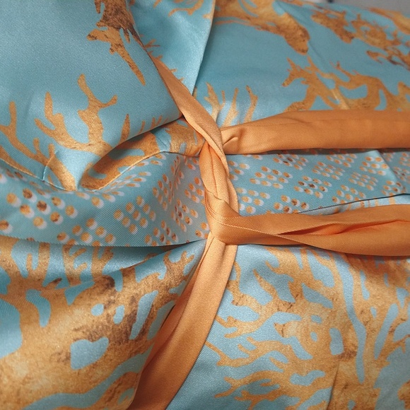 NEW! Sassy Jones Printed Wrap Topper Robe with Belt, Teal - Picture 5 of 15